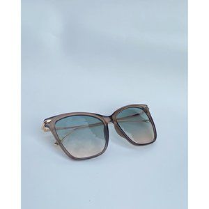Large Cat Eye Brown Frame & Green Lenses Sunglasse